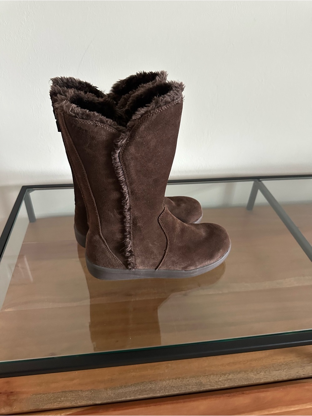 L.L.Bean Vibram Arctic Grip Chocolate Brown Suede Boots PrimaLoft Waterproof